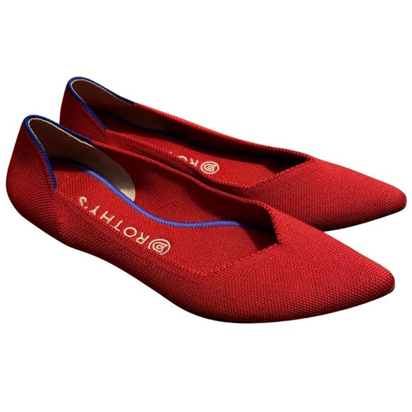 Rothy’s The Point Flats Red Knit Women’s Size 10 - Picture 3 of 7